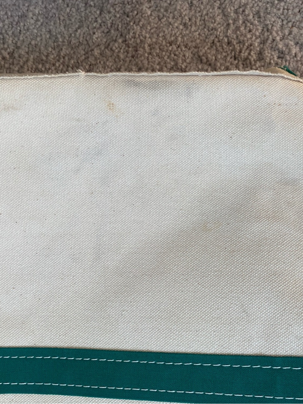 LL Bean Boat  and Tote Large Vintage Personalized Bag in Cream with Green Trim - Picture 11 of 11